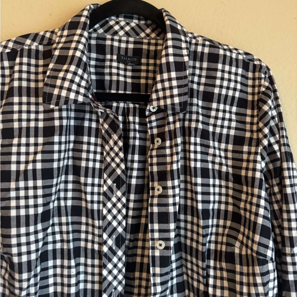 Talbots Plus Pencil Plaid Button Front Shirt - image 3